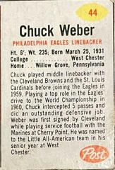 Chuck Weber [Hand Cut] Football Cards 1962 Post Cereal Prices