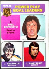 Pwr. Play Goal Ldrs. [Esposito, Martin, Grant] Hockey Cards 1975 Topps Prices