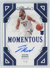 David Roddy [Blue] #39 Basketball Cards 2022 Panini Flawless Momentous Autograph Prices
