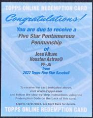 Jose Altuve Baseball Cards 2022 Topps Five Star Pentamerous Penmanship Autographs Prices