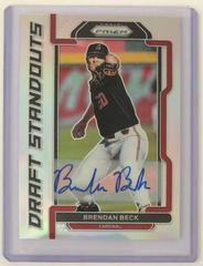 Brendan Beck [Autograph Silver Prizm] #DS-BB Baseball Cards 2021 Panini Prizm Draft Picks Standouts Prices