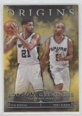 Tim Duncan, Tony Parker [Gold] #23 Basketball Cards 2022 Panini Origins Roots Of Greatness Prices