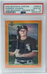Andrew Vaughn [Orange Refractor] #90BAV Baseball Cards 2020 Bowman Chrome 1990 Prices