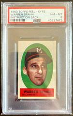 Warren Spahn [Instruction Back] Baseball Cards 1963 Topps Peel Offs Prices