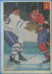 Dickie Moore [Lucky Premium Back] #2 Hockey Cards 1954 Parkhurst Prices