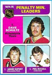 Penalty Min. Leaders [Schultz, Dupont, Russell] #211 Hockey Cards 1975 O-Pee-Chee Prices