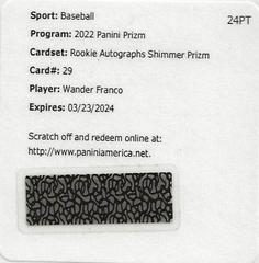Wander Franco [Shimmer Prizm] #RA-WF Baseball Cards 2022 Panini Prizm Rookie Autographs Prices