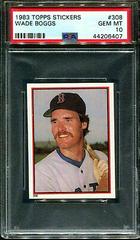 Wade Boggs #308 Baseball Cards 1983 Topps Stickers Prices