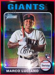 Marco Luciano [Black Refractor] #391 Baseball Cards 2024 Topps Heritage Chrome Prices