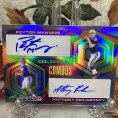 Peyton Manning, Anthony Richardson [Prismatic Gray] #CC-38 Football Cards 2023 Leaf Vivid Autographs Colorful Combos Prices