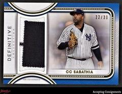 CC Sabathia [Blue] #DJR-CCS Baseball Cards 2022 Topps Definitive Jumbo Relic Collection Prices