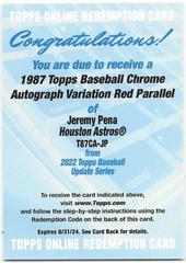 Jeremy Pena [Red] Baseball Cards 2022 Topps Update 1987 Chrome Autographs Prices