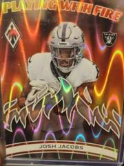 Josh Jacobs [Silver Seismic] #PWF-4 Football Cards 2023 Panini Phoenix Playing with Fire Prices