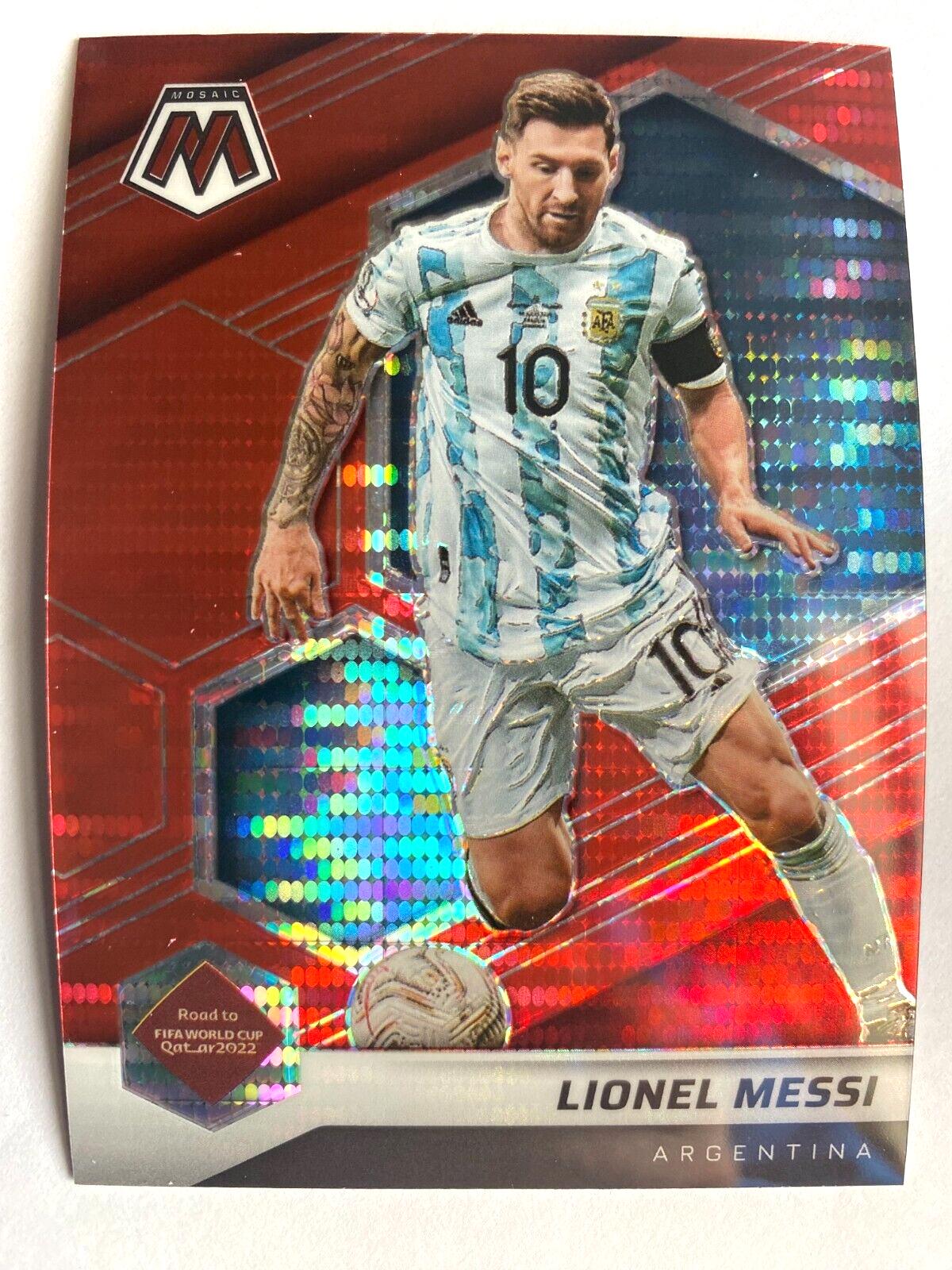 Lionel Messi [Red Pulsar] #10 Prices | 2021 Panini Mosaic Road to FIFA ...