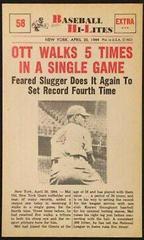 Ott Walks 5 Times #58 Baseball Cards 1960 NU Card Baseball Hi Lites Prices