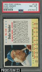 Duke Snider [Hand Cut] #118 Baseball Cards 1963 Post Cereal Prices