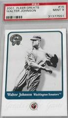 Walter Johnson #15 Baseball Cards 2001 Fleer Greats Prices