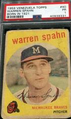 Warren Spahn [Born in 1921] #40 Baseball Cards 1959 Venezuela Topps Prices