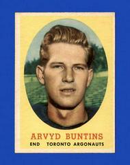 Arvyd Buntins #66 Football Cards 1958 Topps CFL Prices