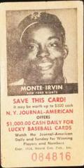 Monte Irvin Baseball Cards 1954 NY Journal American Prices