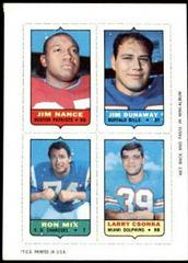 Jim Nance, Jim Dunaway, Ron Mix, Larry Csonka Football Cards 1969 Topps Four in One Prices