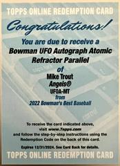 Mike Trout [Atomic] #UFOA-MT Baseball Cards 2022 Bowman's Best UFO Autographs Prices
