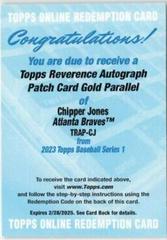Chipper Jones #TRAP-CJ Baseball Cards 2023 Topps Series 1 Reverence Autograph Patch Prices