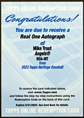 Mike Trout #ROA-MT Baseball Cards 2023 Topps Heritage Real One Autographs Prices