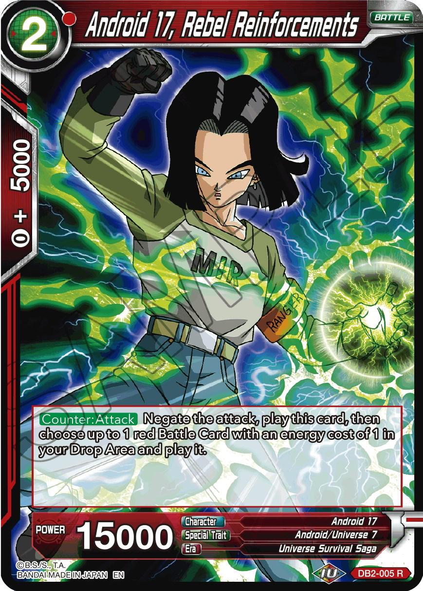 Android 17, Rebel Reinforcements [Reprint] DB2-005 Dragon Ball Super Battle Evolution Booster