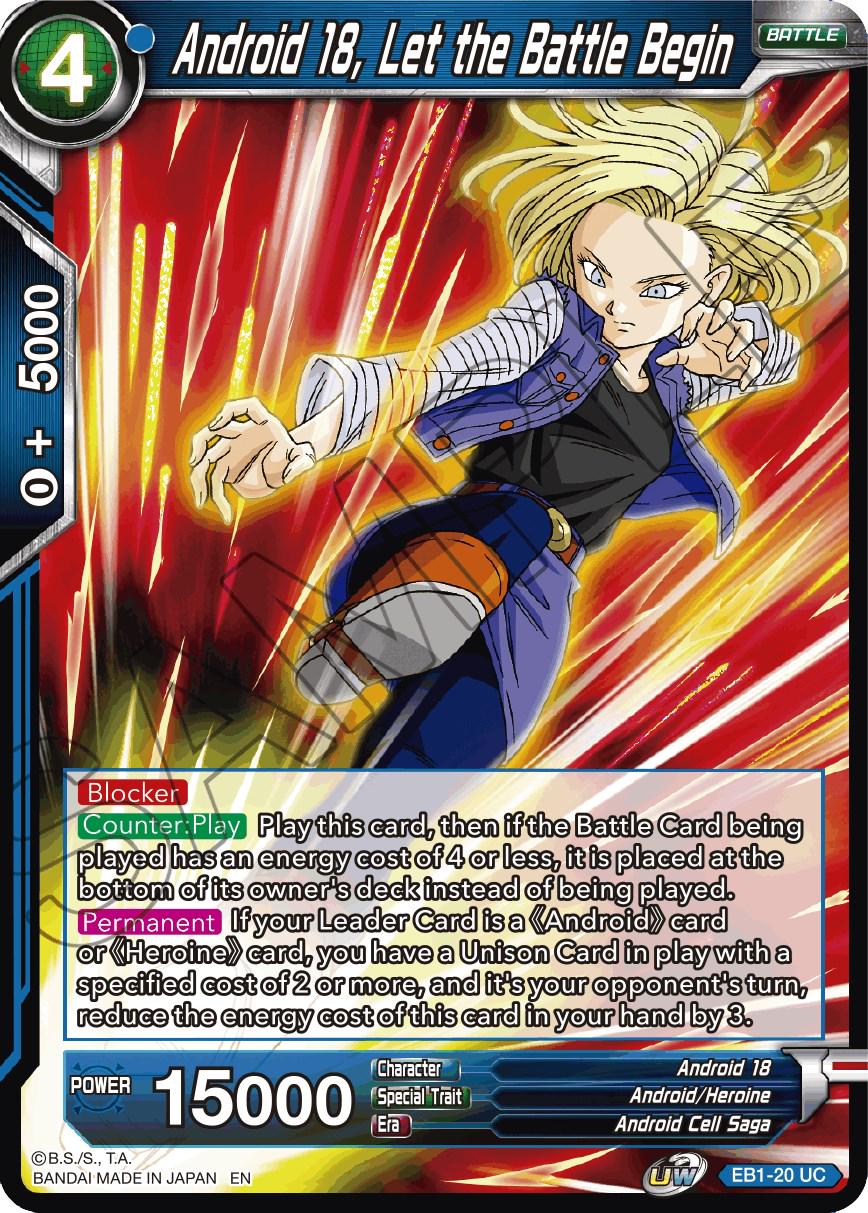 Android 18, Let the Battle Begin EB1-20 Dragon Ball Super Battle Evolution Booster