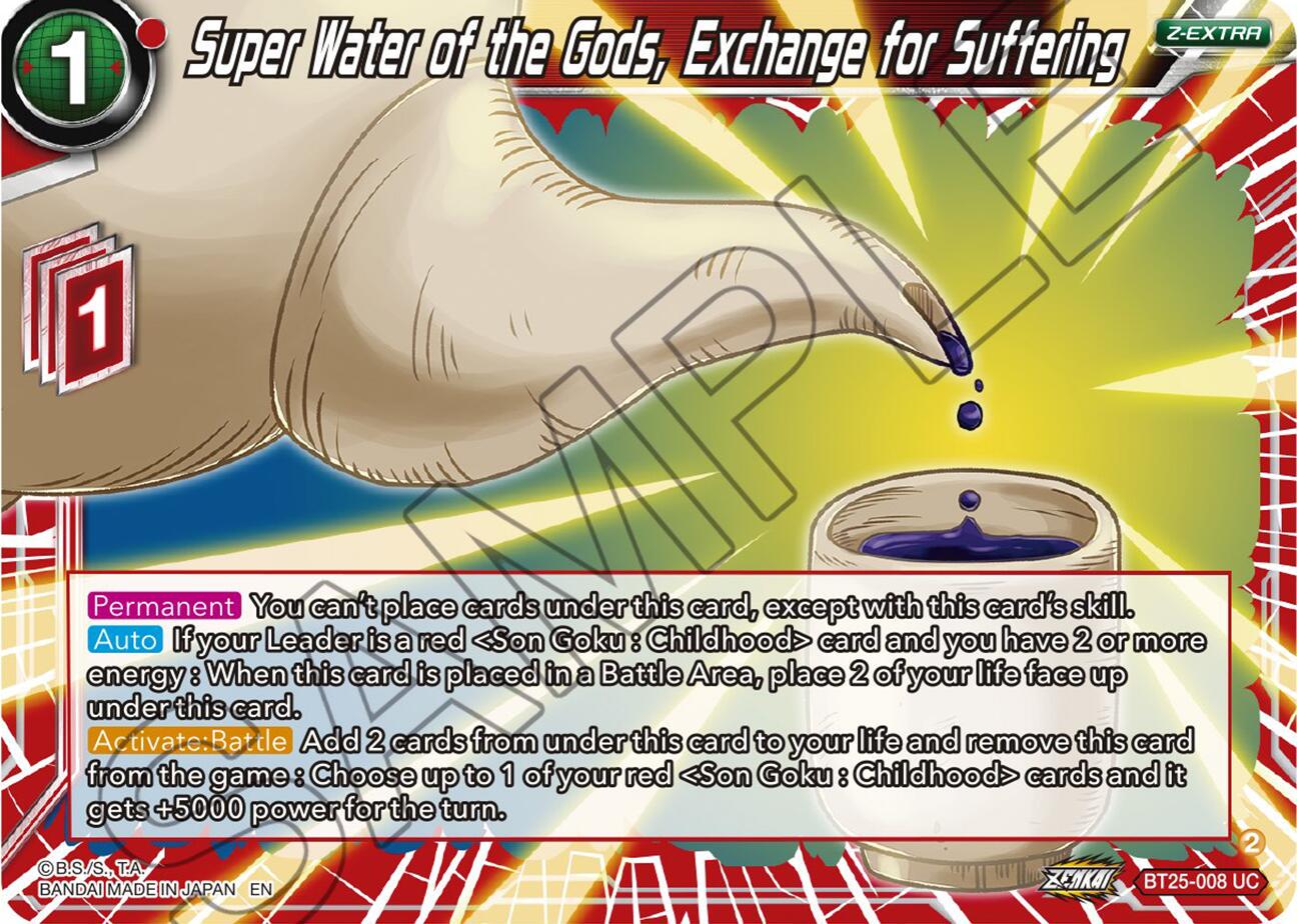 Super Water of the Gods, Exchange for Suffering BT25-008 Dragon Ball Super Legend of the Dragon Balls