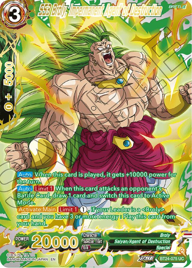 SS3 Broly, Impermanent Agent of Destruction [Gold Foil] BT24-075 Dragon Ball Super Beyond Generations