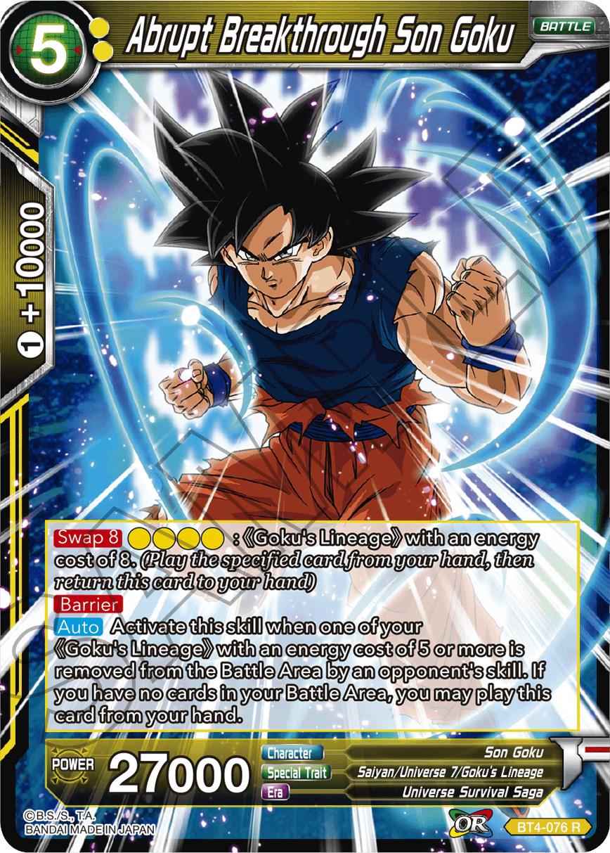 Abrupt Breakthrough Son Goku BT4-076 Dragon Ball Super Colossal Warfare