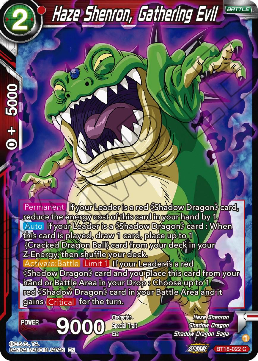 Haze Shenron, Gathering Evil [Foil] BT18-022 Dragon Ball Super Dawn of the Z-Legends