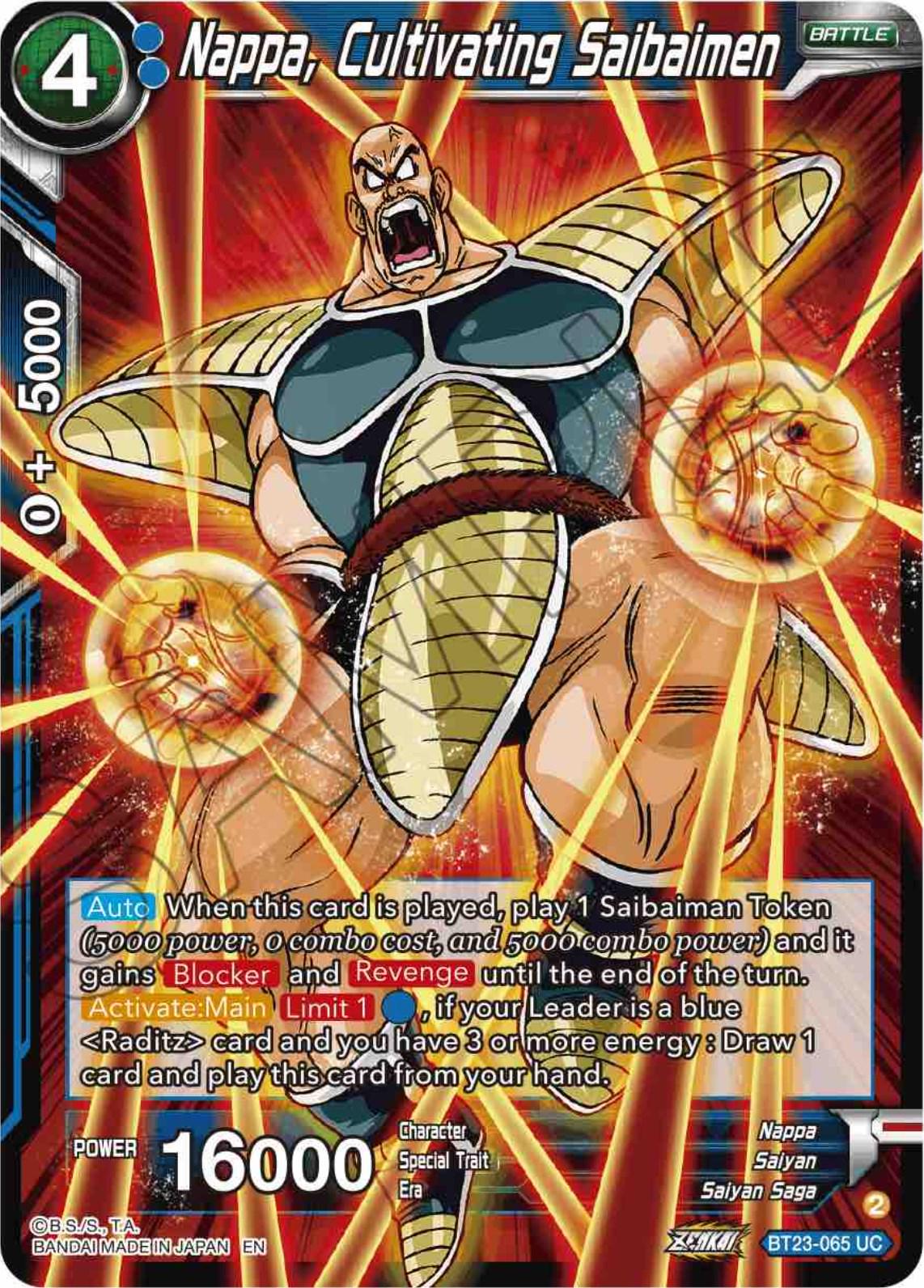 Nappa, Cultivating Saibaimen BT23-065 Dragon Ball Super Perfect Combination