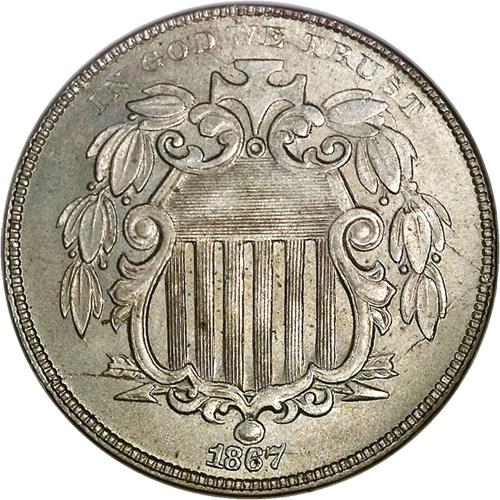 1867 [DOUBLE DIE FS-1101] Coins Shield Nickel