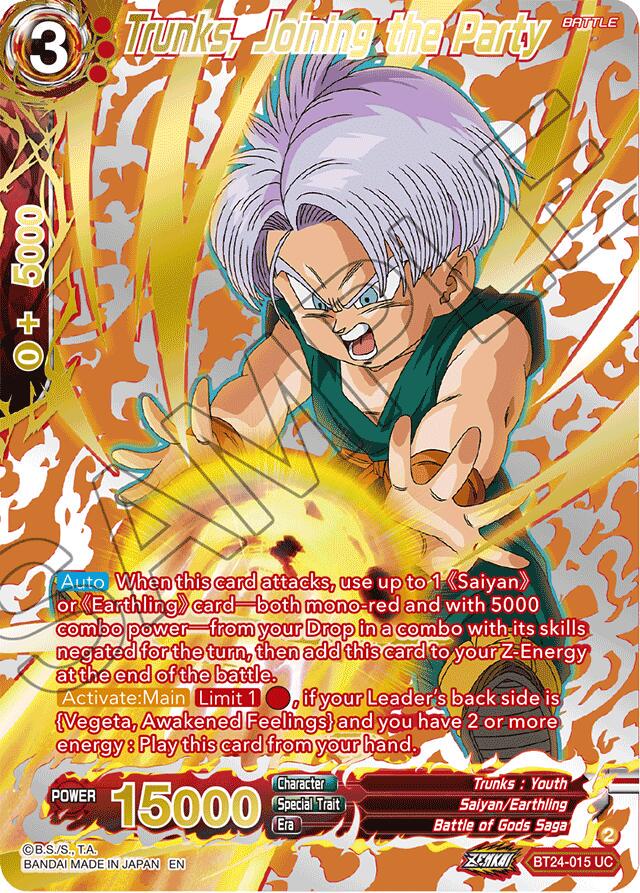 Trunks, Joining the Party [Collector Booster Gold Foil] BT24-015 Dragon Ball Super Beyond Generations