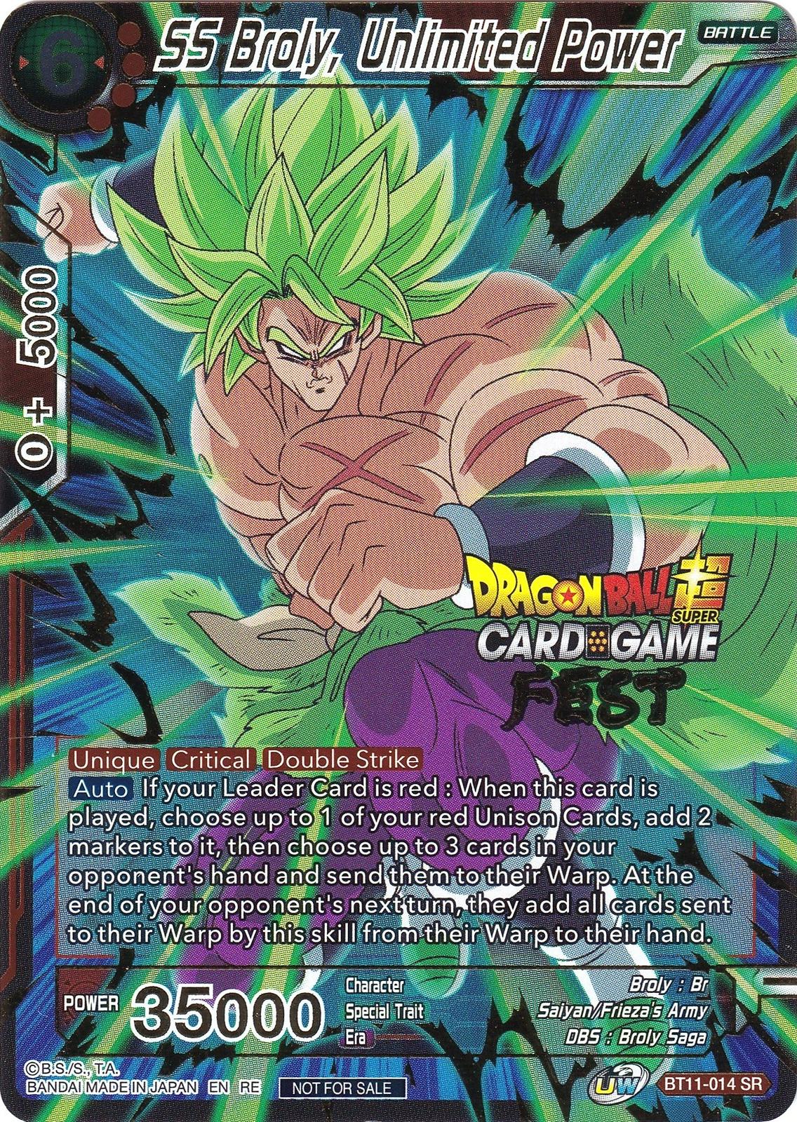 SS Broly, Unlimited Power [Card Game Fest 2022 Foil] BT11-014 Precios ...