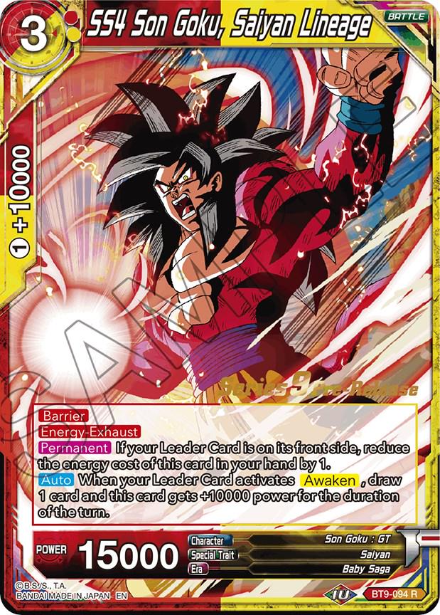 SS4 Son Goku, Saiyan Lineage BT9-094 Dragon Ball Super Universal Onslaught: Pre-Release Promos