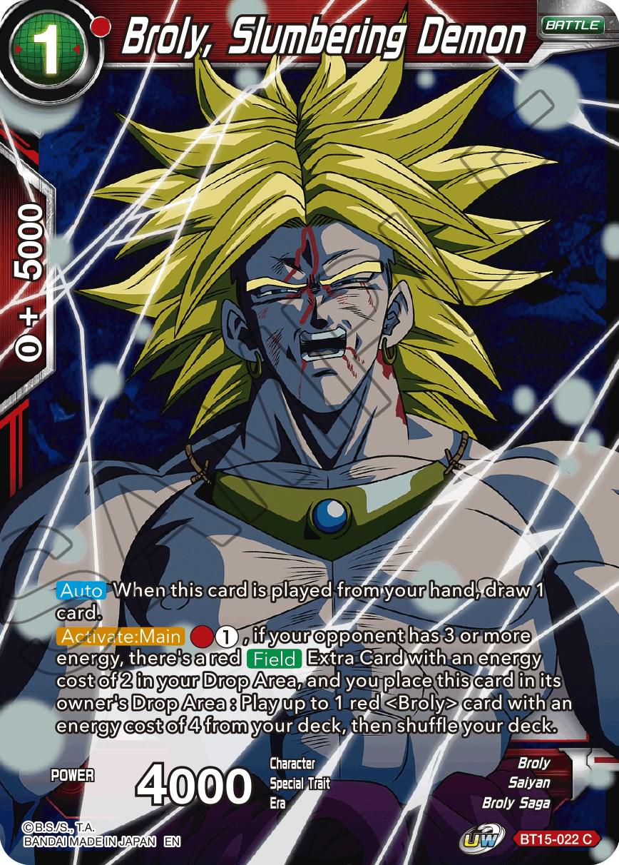 Broly, Slumbering Demon [Foil] BT15-022 Dragon Ball Super Saiyan Showdown