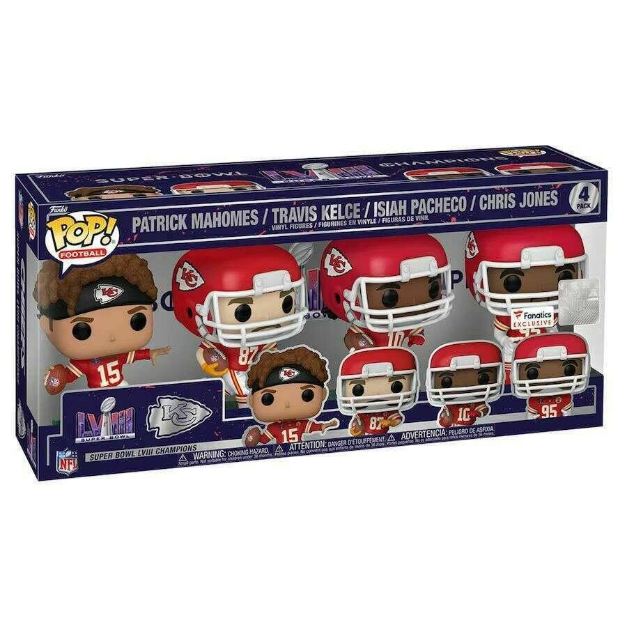 Patrick Mahomes / Travis Kelce / Isiah Pacheco / Chris Jones 4 Pack Funko POP Football