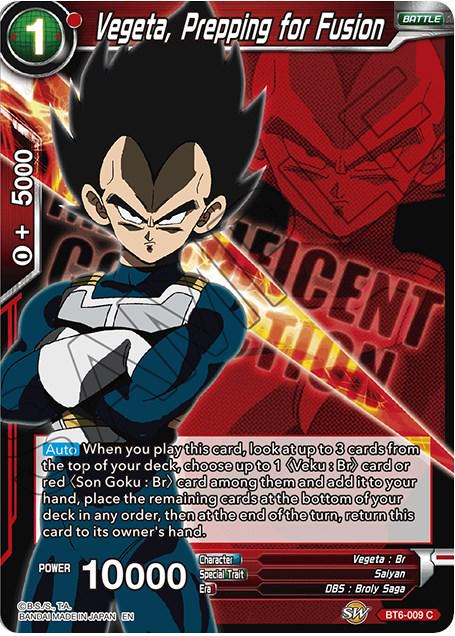 Vegeta, Prepping for Fusion BT6-009 Dragon Ball Super Magnificent Collection Fusion Hero