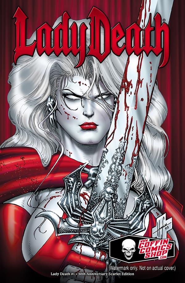 Lady Death: The Reckoning 30th Anniversary Edition [Hughes Scarlet] #1 (2024) Comic Books Lady Death: The Reckoning