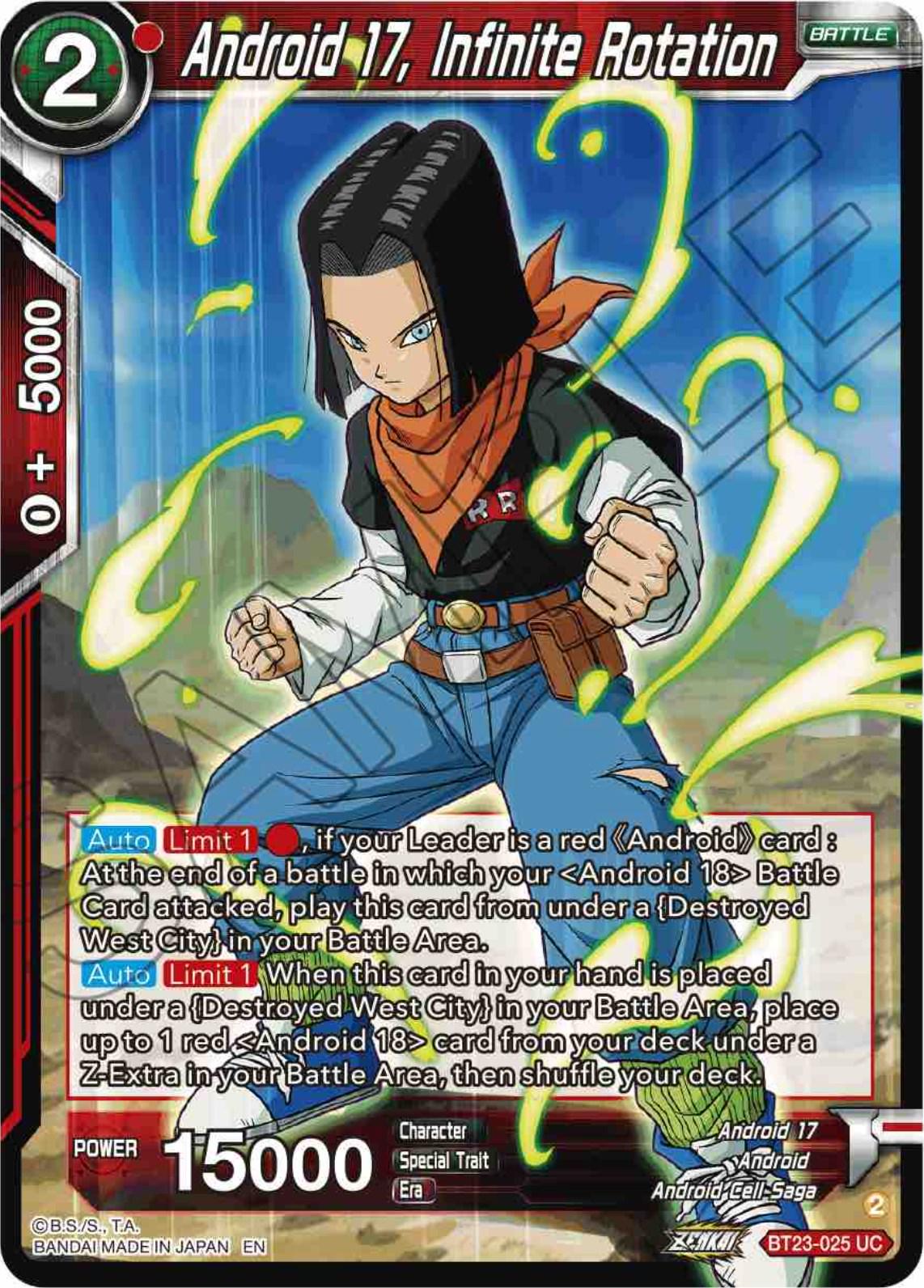 Android 17, Infinite Rotation BT23-025 Dragon Ball Super Perfect Combination