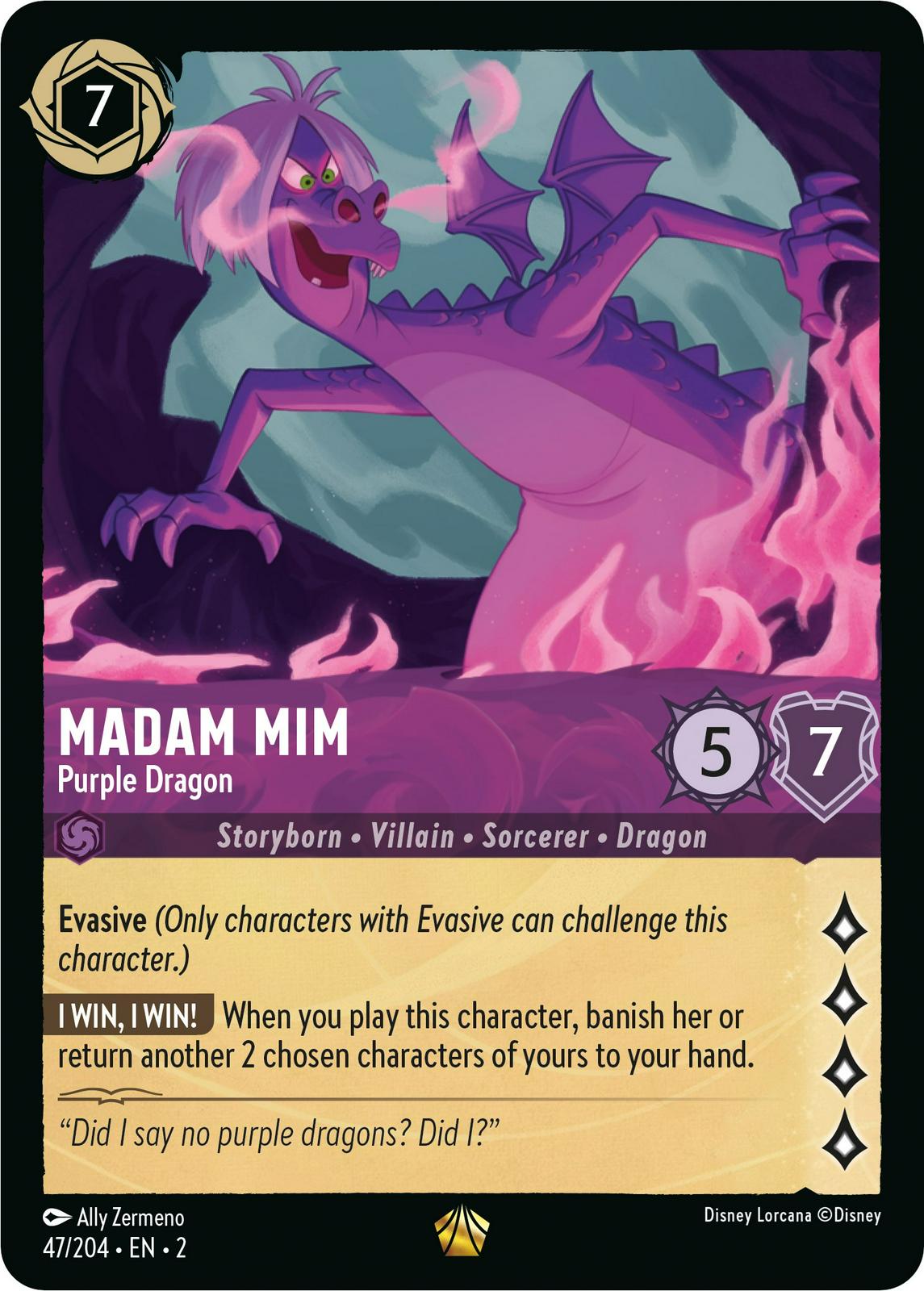 Madam Mim - Purple Dragon #47 Lorcana Rise of the Floodborn