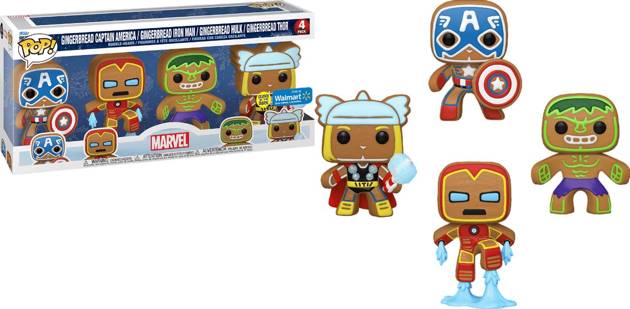 Gingerbread Captain America / Gingerbread Iron Man / Gingerbread Hulk / Gingerbread Thor 4 Pack Funko POP Marvel