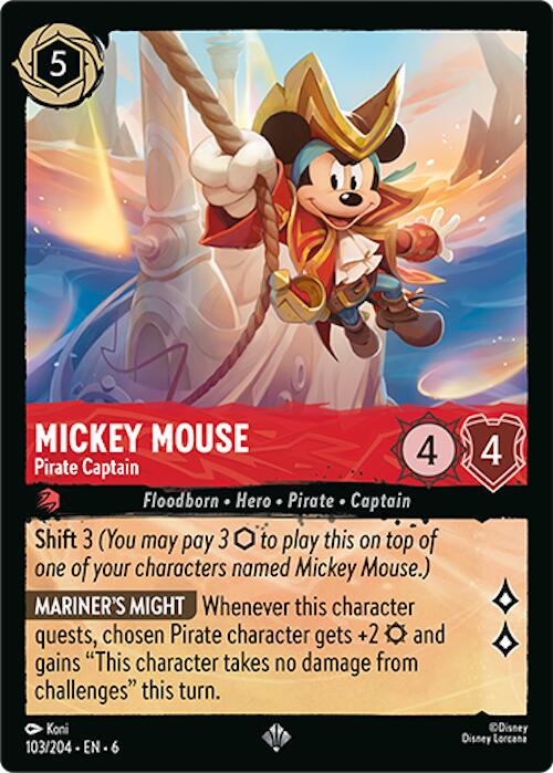 Mickey Mouse - Pirate Captain #103 Lorcana Azurite Sea