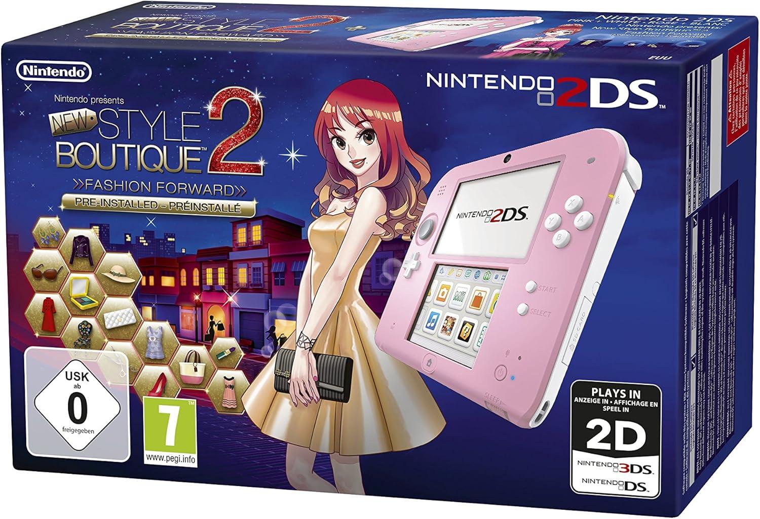 Nintendo 2DS Pink + White [New Style Boutique 2 Pre-installed] PAL Nintendo 3DS