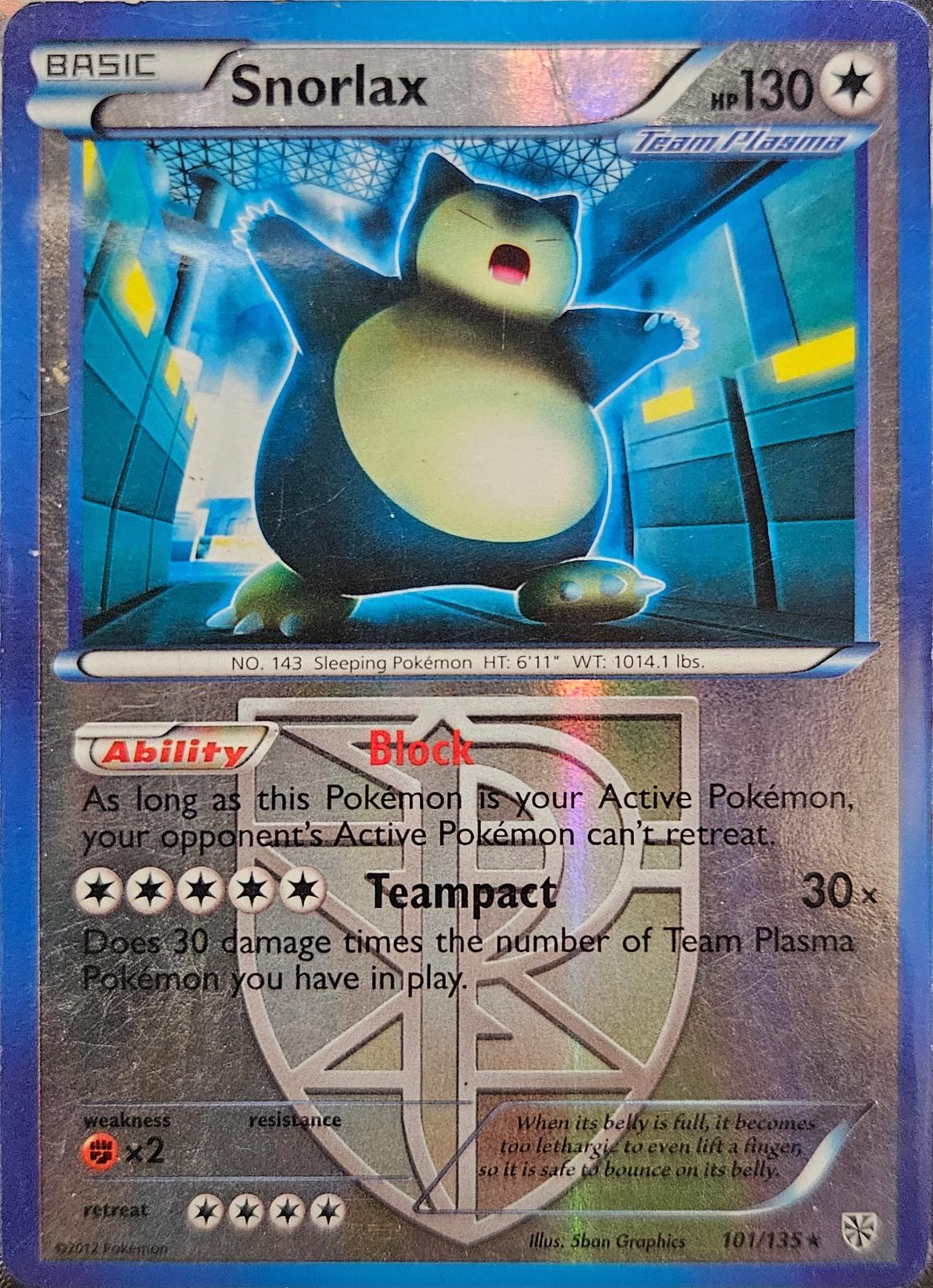 Snorlax [Reverse Holo] #101 Pokemon Plasma Storm