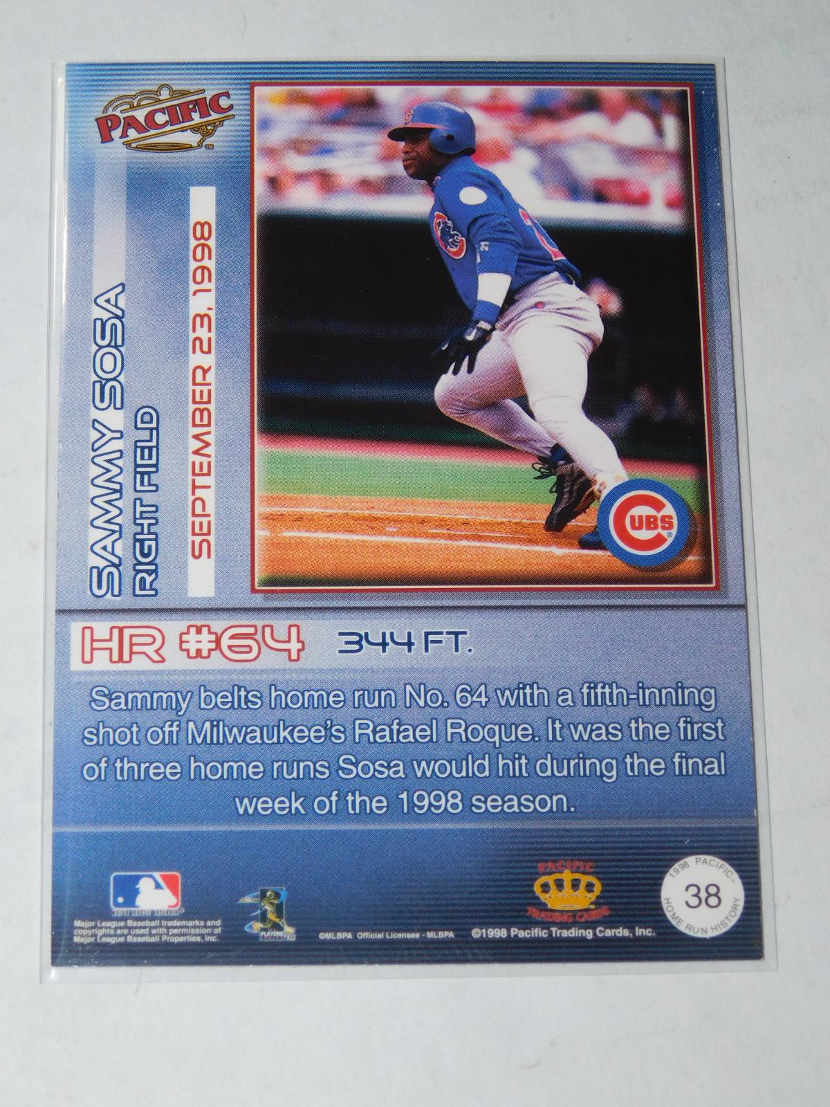 Sammy Sosa #38 Prices | 1998 Pacific Home Run History | Baseball Cards